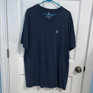 Psycho Bunny 1XLT Heathered Blue V-Neck Short Sleeve Tee